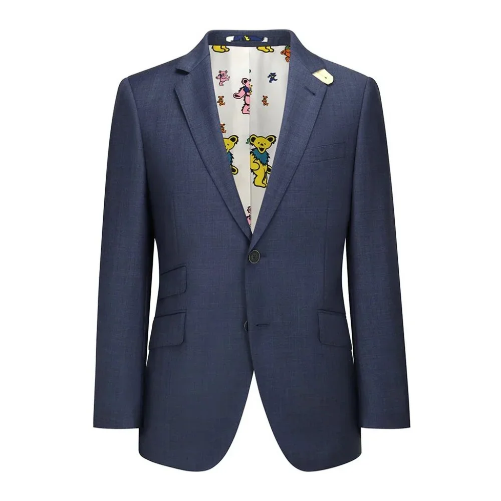 NWT Grateful Dead Sharkskin Blue Dancing Bear Sport Coat. Size 48. NWT - Picture 1 of 10